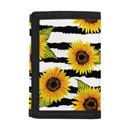 Sunflower Striped Pattern Print Trifold Wallet