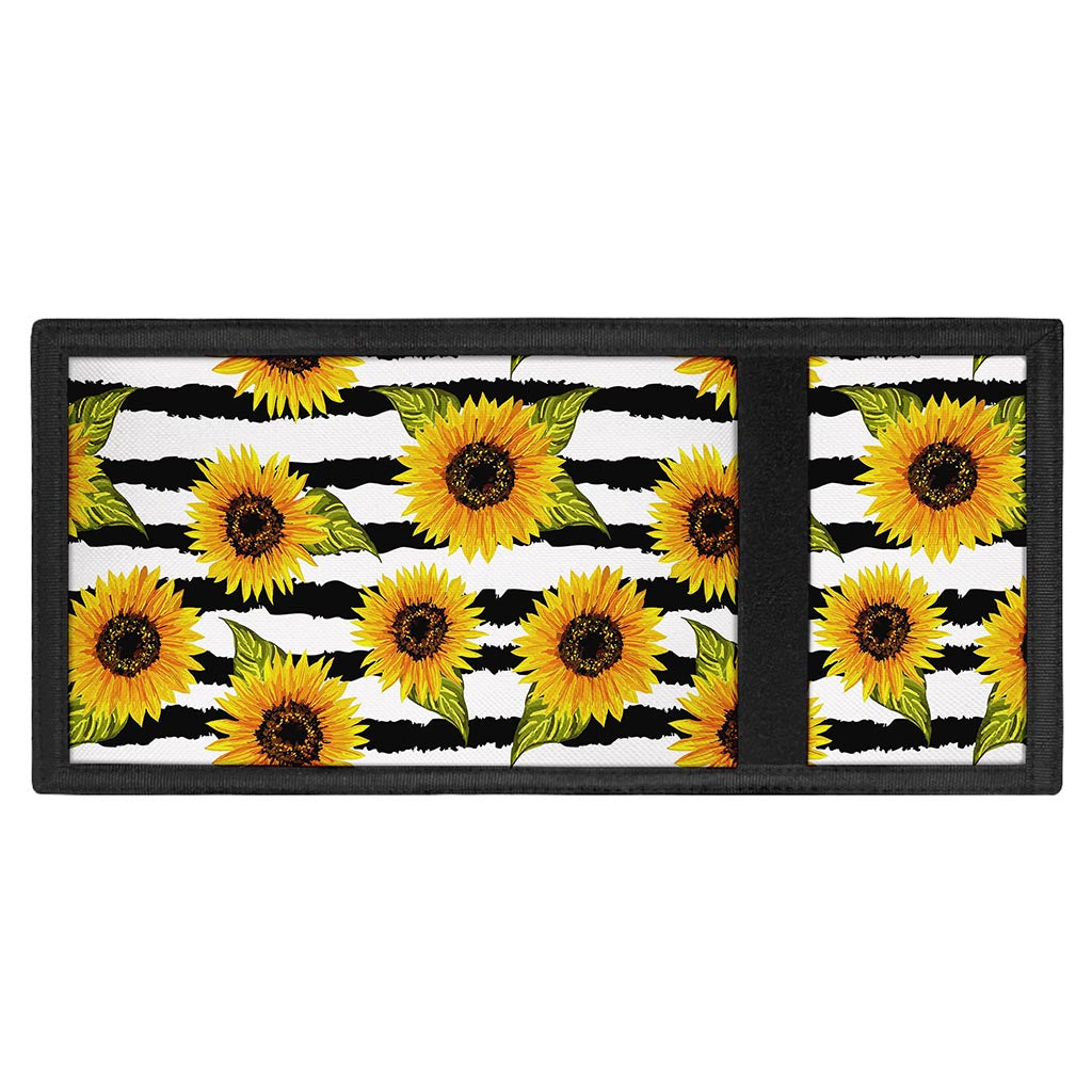 Sunflower Striped Pattern Print Trifold Wallet