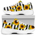 Sunflower Striped Pattern Print White Chunky Shoes