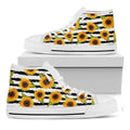 Sunflower Striped Pattern Print White High Top Sneakers