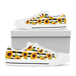 Sunflower Striped Pattern Print White Low Top Sneakers