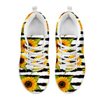 Sunflower Striped Pattern Print White Running Shoes