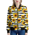 Sunflower Striped Pattern Print Women's Bomber Jacket