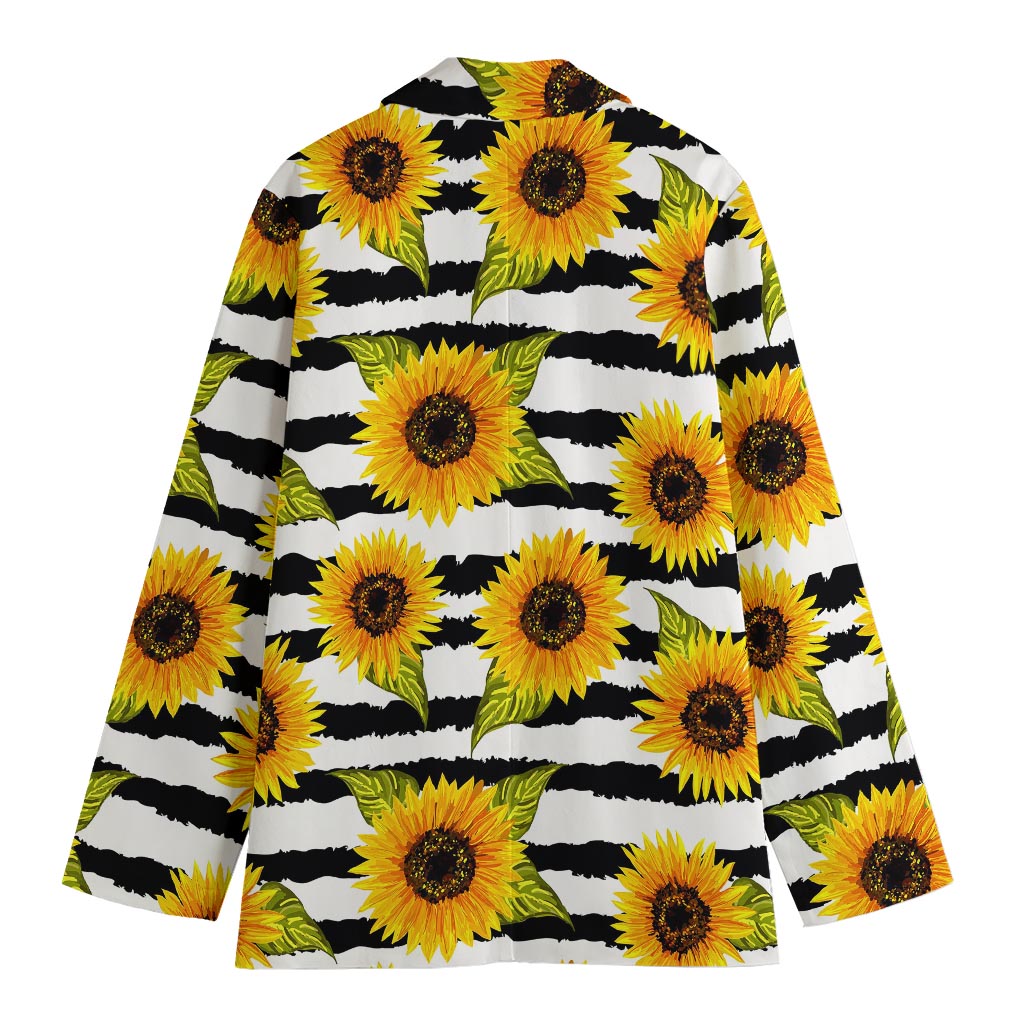 Sunflower Striped Pattern Print Women's Cotton Blazer