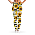 Sunflower Striped Pattern Print Women's Leggings