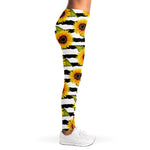 Sunflower Striped Pattern Print Women's Leggings