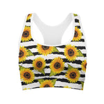 Sunflower Striped Pattern Print Women's Sports Bra