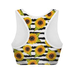 Sunflower Striped Pattern Print Women's Sports Bra