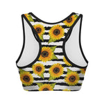 Sunflower Striped Pattern Print Women's Sports Bra