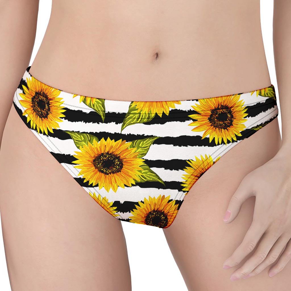 Sunflower Striped Pattern Print Women's Thong