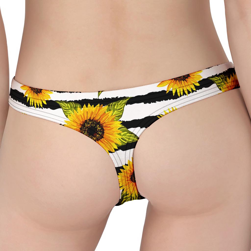 Sunflower Striped Pattern Print Women's Thong