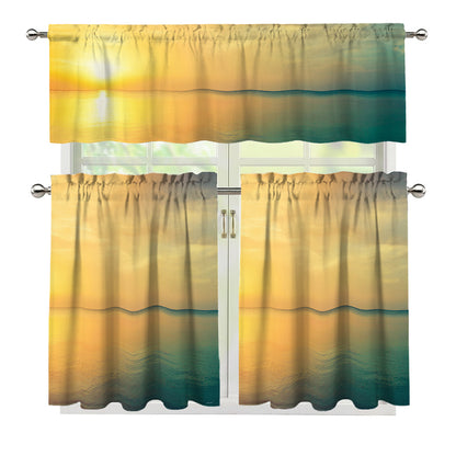 Sunrise Beach Print 3 Piece Kitchen Curtains