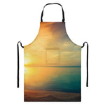 Sunrise Beach Print Bib Apron With Pocket