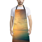 Sunrise Beach Print Bib Apron With Pocket