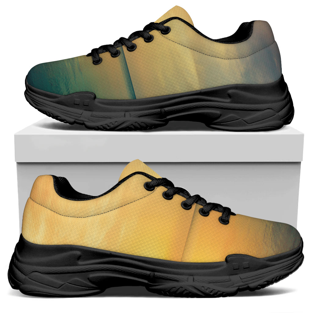 Sunrise Beach Print Black Chunky Shoes