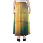 Sunrise Beach Print Chiffon Maxi Skirt