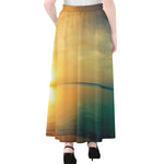 Sunrise Beach Print Chiffon Maxi Skirt