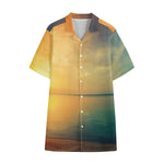 Sunrise Beach Print Cotton Hawaiian Shirt
