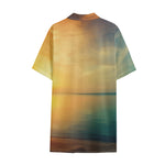 Sunrise Beach Print Cotton Hawaiian Shirt
