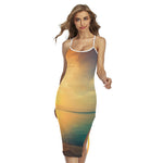 Sunrise Beach Print Cross Back Cami Dress