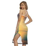 Sunrise Beach Print Cross Back Cami Dress