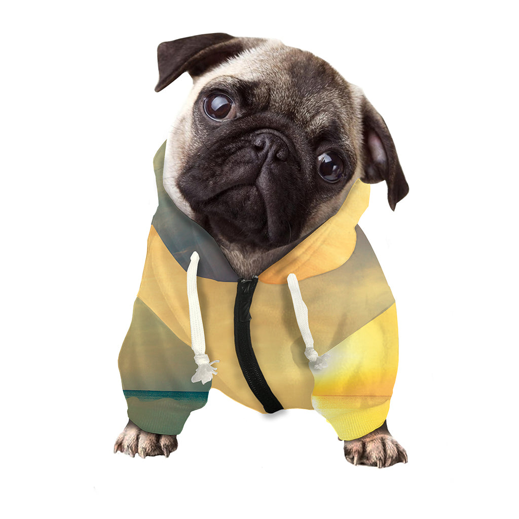 Sunrise Beach Print Dog Zip Up Hoodie