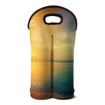 Sunrise Beach Print Double Neoprene Wine Tote
