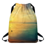 Sunrise Beach Print Drawstring Backpack