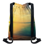 Sunrise Beach Print Drawstring Backpack