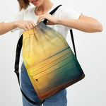 Sunrise Beach Print Drawstring Backpack