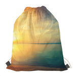 Sunrise Beach Print Drawstring Bag