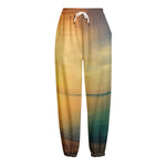 Sunrise Beach Print Fleece Lined Knit Pants