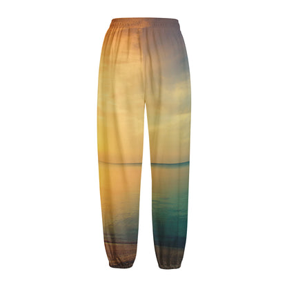 Sunrise Beach Print Fleece Lined Knit Pants