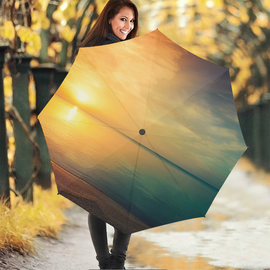 Sunrise Beach Print Foldable Umbrella