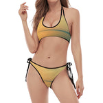 Sunrise Beach Print Halter Scoop Tie Side Bikini