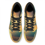 Sunrise Beach Print High Top Leather Sneakers