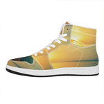 Sunrise Beach Print High Top Leather Sneakers