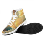 Sunrise Beach Print High Top Leather Sneakers