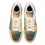 Sunrise Beach Print High Top Leather Sneakers