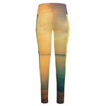 Sunrise Beach Print High-Waisted Pocket Leggings