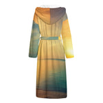 Sunrise Beach Print Hooded Bathrobe