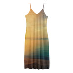 Sunrise Beach Print Jersey Midi Cami Dress