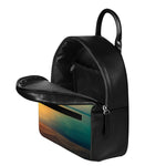 Sunrise Beach Print Leather Backpack