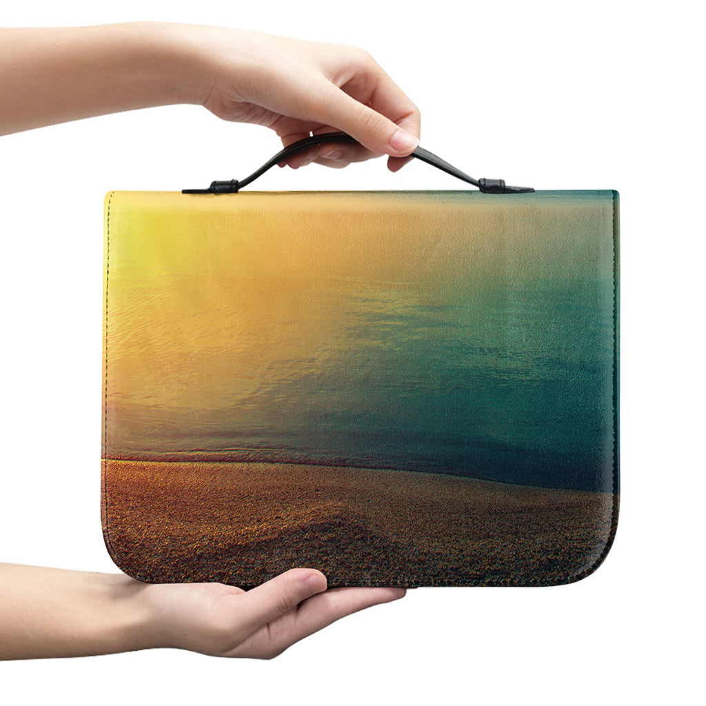 Sunrise Beach Print Leather Bible Cover