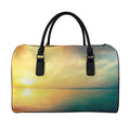 Sunrise Beach Print Leather Duffel Bag