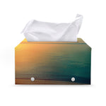 Sunrise Beach Print Leather Tissue Box Cover