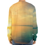 Sunrise Beach Print Long Sleeve Baseball Jersey