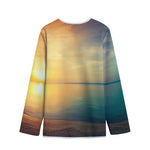 Sunrise Beach Print Long Sleeve Short Coat