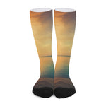 Sunrise Beach Print Long Socks