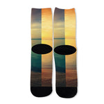 Sunrise Beach Print Long Socks